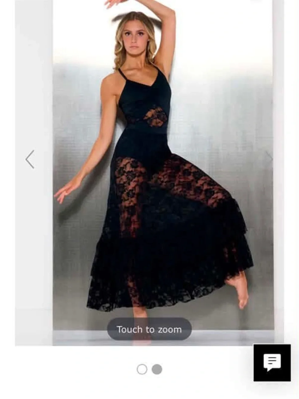 Black Lace Dance Maxi Costume for Kids - Classic Performance Dress